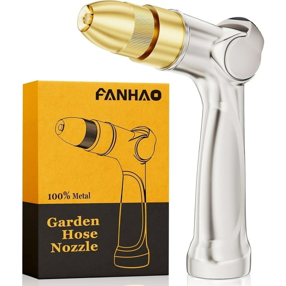 FANHAO Professional Heavy Duty Garden Hose Nozzle, Metal Thumb Control Water Nozzle for Lawn