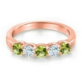 thumbnail image 3 of Gem Stone King 18K Rose Gold Plated Silver Green Peridot and Sky Blue Aquamarine Wedding-Bands Ring for Women | 0.96 Cttw | Round 3.5MM | Gemstone August Birthstone | Size 5, 3 of 6