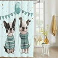 thumbnail image 4 of Fabric Shower Curtain, Pet Dogs Dressed Blue Sweater Balloon Flags Bathroom Curtain with 12 Hooks Waterproof No Bad Odor Machine Washable Bath Curtains for Bathroom, Spa Room, 72"x84", 4 of 6
