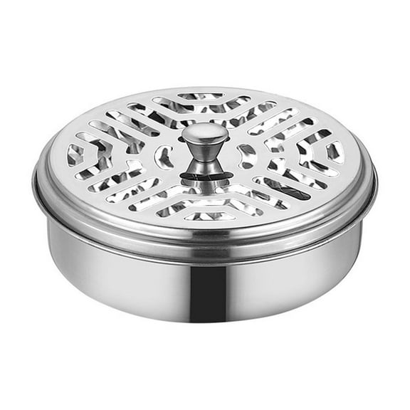 2 Portable Mosquito Coil Holder, Mosquito Incense Box Sandalwood Holder with ​Handle, Fireproof ​Incense Burner,Stainless Steel Coil Holder for Home Office Camping,Silver,Thorn Plate Style,5.51x1.57"