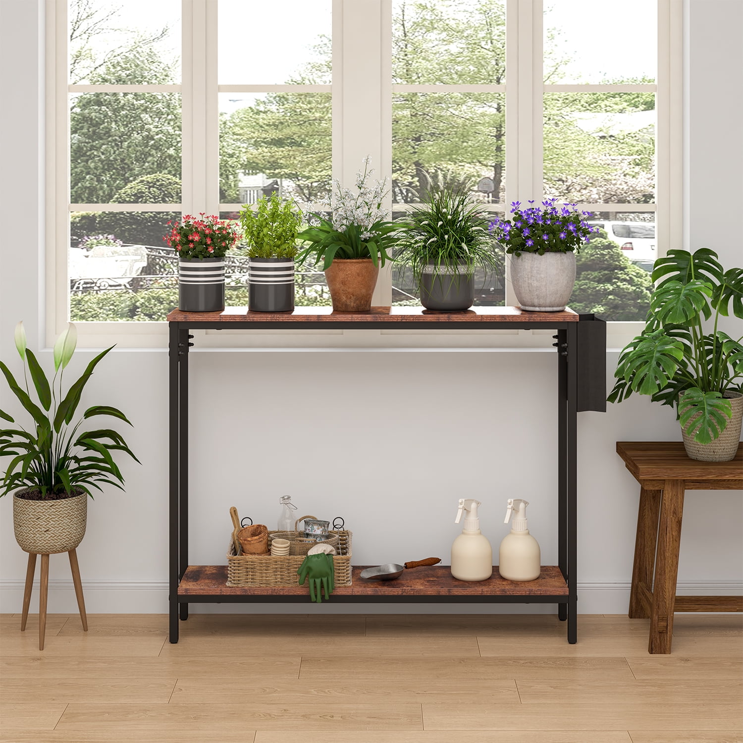 Frmobepts Console Table for Entryway, 2 Tier Entryway Table Bookshelf Accent Table With Storage Shelf Living Room Entry Hall Foyer Table Furniture, Brown