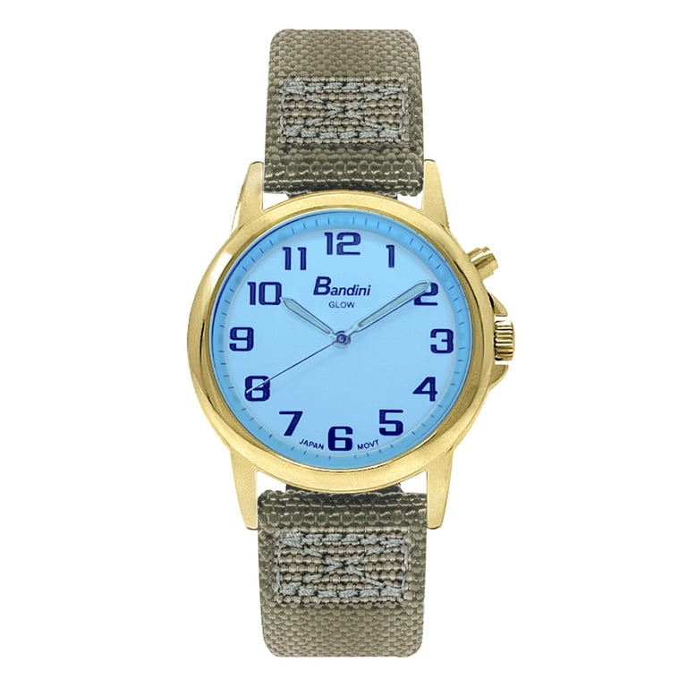 Bandini Mens Glow Watch 2 Piece Nylon Band 38mm Analog Men s Easy to Read Wrist Watch with Light Light Up Watches Quartz White Dial Big Numbers Glow in the Dark