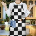 thumbnail image 6 of Black and White Checkered Pattern Apron-Garden Aprons for Women with Pockets-Cotton Linen Waterproof Kitchen Cooking Gardening Aprons Adjustable for Kitchen,Cooking,BBQ and Salon 33x27 Inch, 6 of 7
