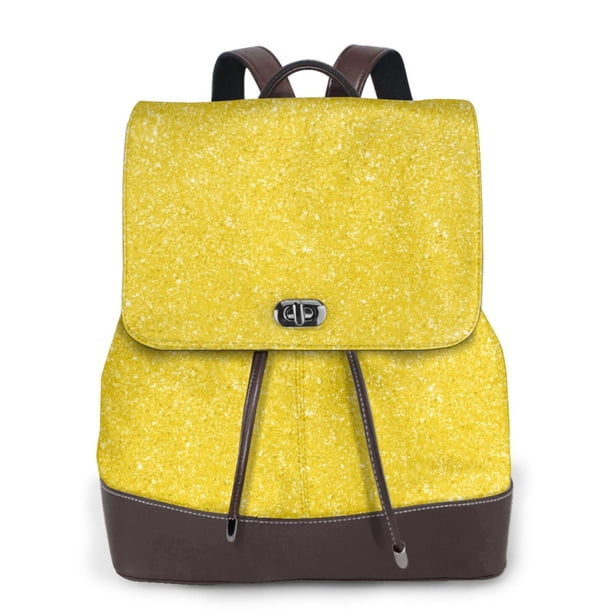 Fotbe Yellow Glitter Mochila Bolso con Estampado para Mujer, Mochila Antirrobo de Nylon Impermeable, Bolsa Ligera de Hombro