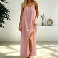 thumbnail image 5 of Bysome Women Dress Solid Color Sleeveless Round Neck Slit Dresses Summer Quick Dry Women Dresses Size L Light Pink, 5 of 8