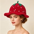 thumbnail image 6 of OOOUM Plush Funny Hat For Adults Fruits Shape Scalloped Brim Party Hat Holiday Gathering Festive Plush Hat Red, 6 of 6