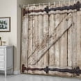 thumbnail image 5 of Barn Door Shower Curtain, Retro Countryside Farmhouse Door Beige Wooden Board Waterproof Shower Curtain Set with 12 Hooks Lightweight Bath Curtains Fabric Bathroom Decor 72x72 Inches, 5 of 9