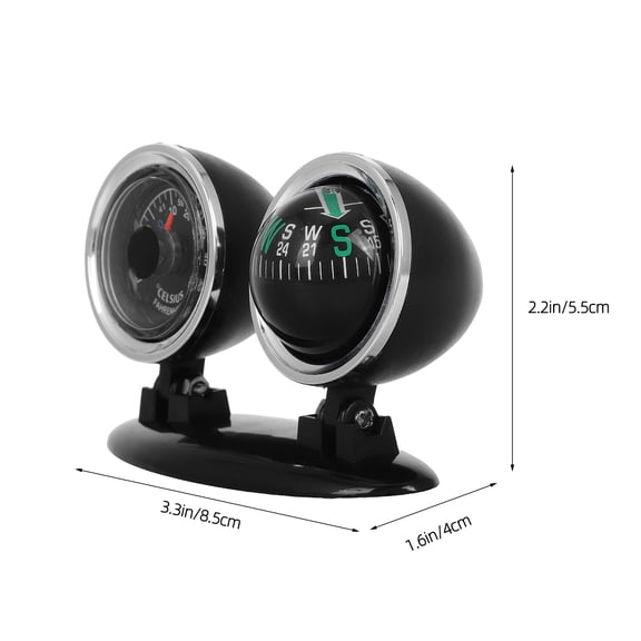 2-in-1 Car Dashboard Compass and Thermometer with Adjustable Mount for Navigation, Marine, Truck, SUV, and Vehicle Use