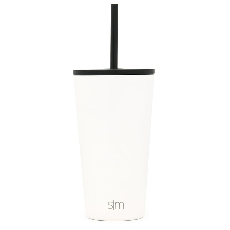 Kleinley Classic Flat-bottom 17 oz. (3.35 x 5.7 inches) with lid and  ceramic straw, modern minimalist travel mug, kitchen coffee mug 