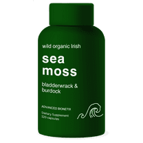 Advanced Bionetix Organic Irish Sea Moss Capsules, Raw Wildcrafted Seamoss Enhanced w/ Bladderwrack & Burdock Root Capsules 120 Total Pills Antioxidant Packed. Prebiotic Superfood, Thyroid Health.