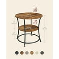 thumbnail image 2 of Side Table, 2-Tier Round End Table, Nightstand with Steel Frame for Small Spaces, Living Room, Bedroom, Rustic Brown and Ink Black, 2 of 5