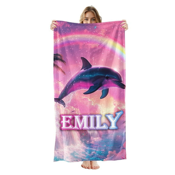 Personalized Custom Beach Towel - Microfiber Pool Swim Travel Large Soft Customized Name Towel (30"x60")