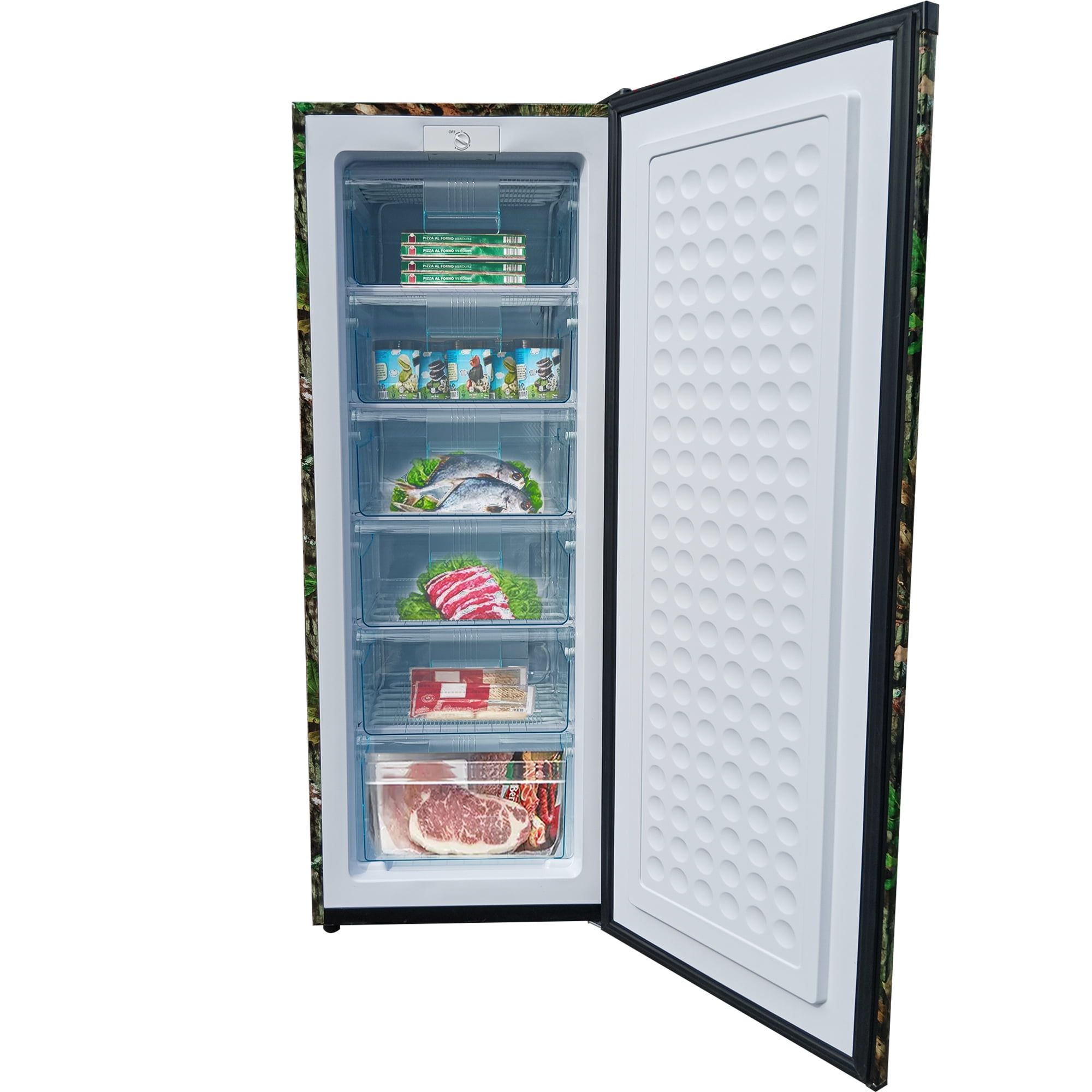 Mossy Oak 7 Cu Ft Upright Freezer, Camouflage – Manual Defrost Freezer for Garage, Hunting, Game Meat Storage, Outdoor Storage