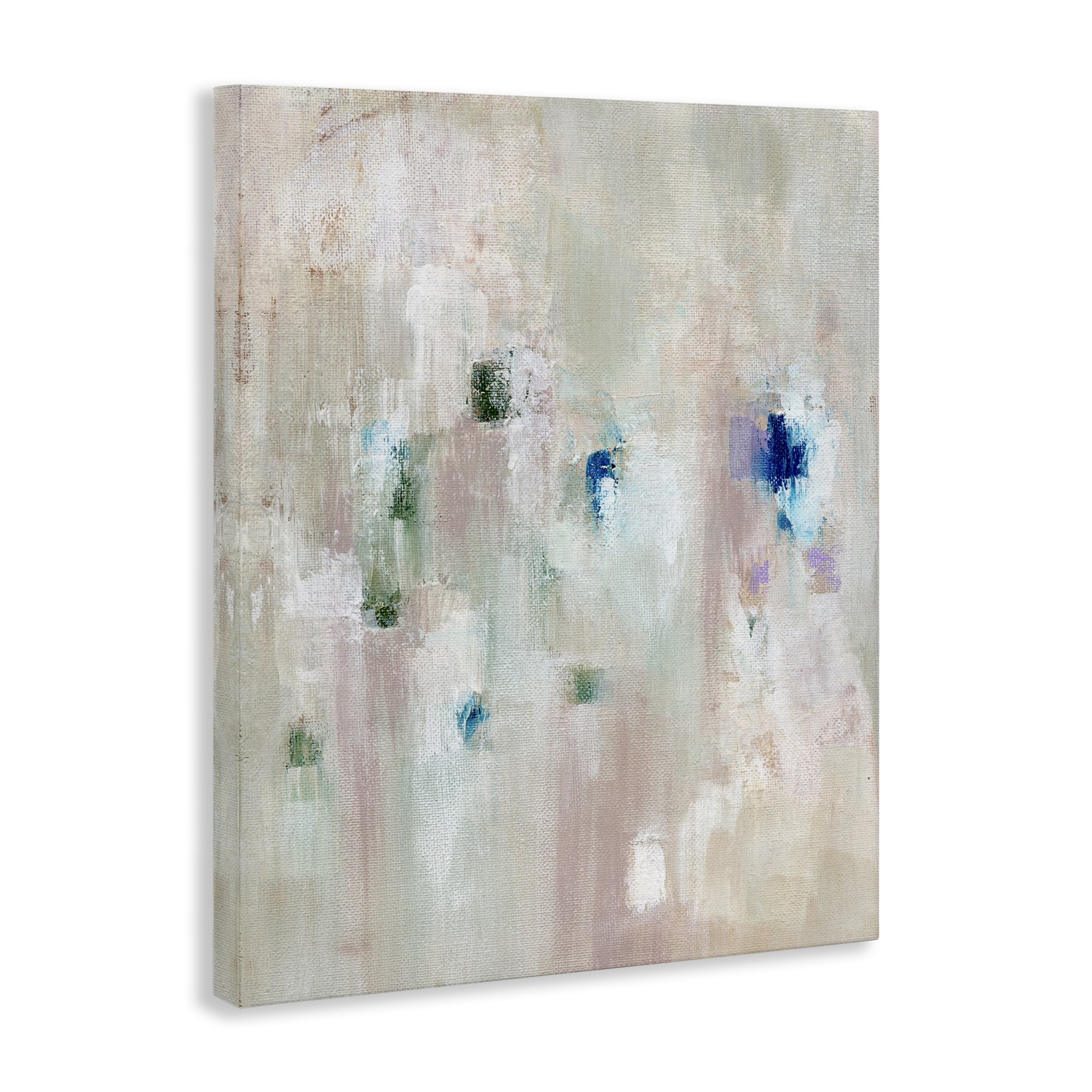 Stupell Industries Neutrals with Blue Spots Abstract Painting Wrapped Canvas Art Print Wall Art, 36 x 48