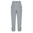 thumbnail image 6 of SMihono Work Pants Women Dressy Casual Plus Size Wide Leg Cargo Khakis High Waist Straight Twill Chino Slacks Ankle Pants Silver XL, 6 of 8