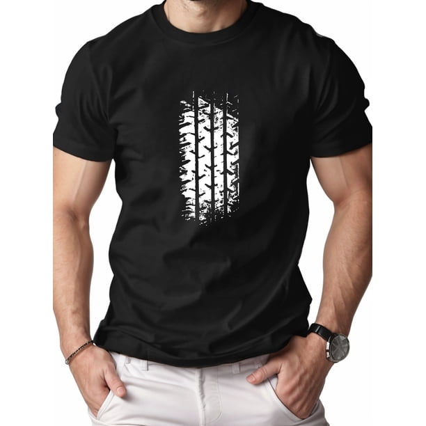 Camiseta de algodón puro para hombre con marca de neumático y ajuste cómodo