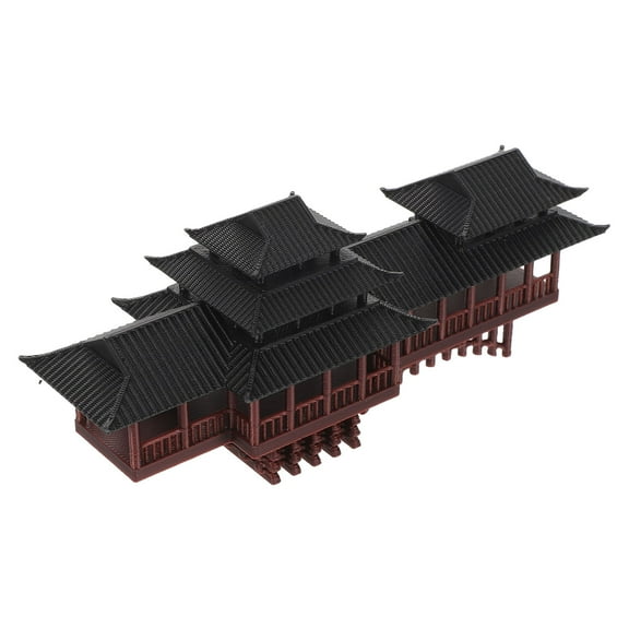 TABLZONE Brown Plastic Pavilion Ornament for Asian Garden and Aquarium Decor