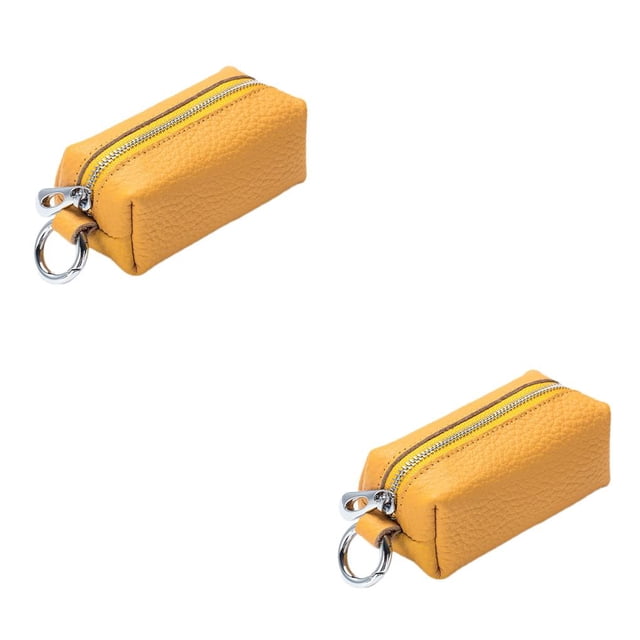 Sonducket Cartera de cuero para mujer, tarjeta de crédito, puerta de casa, almacenamiento de llaves, tienda, llavero, monedero, organizador de monedas de Amarillo 2piezas Sonducket CBP315719