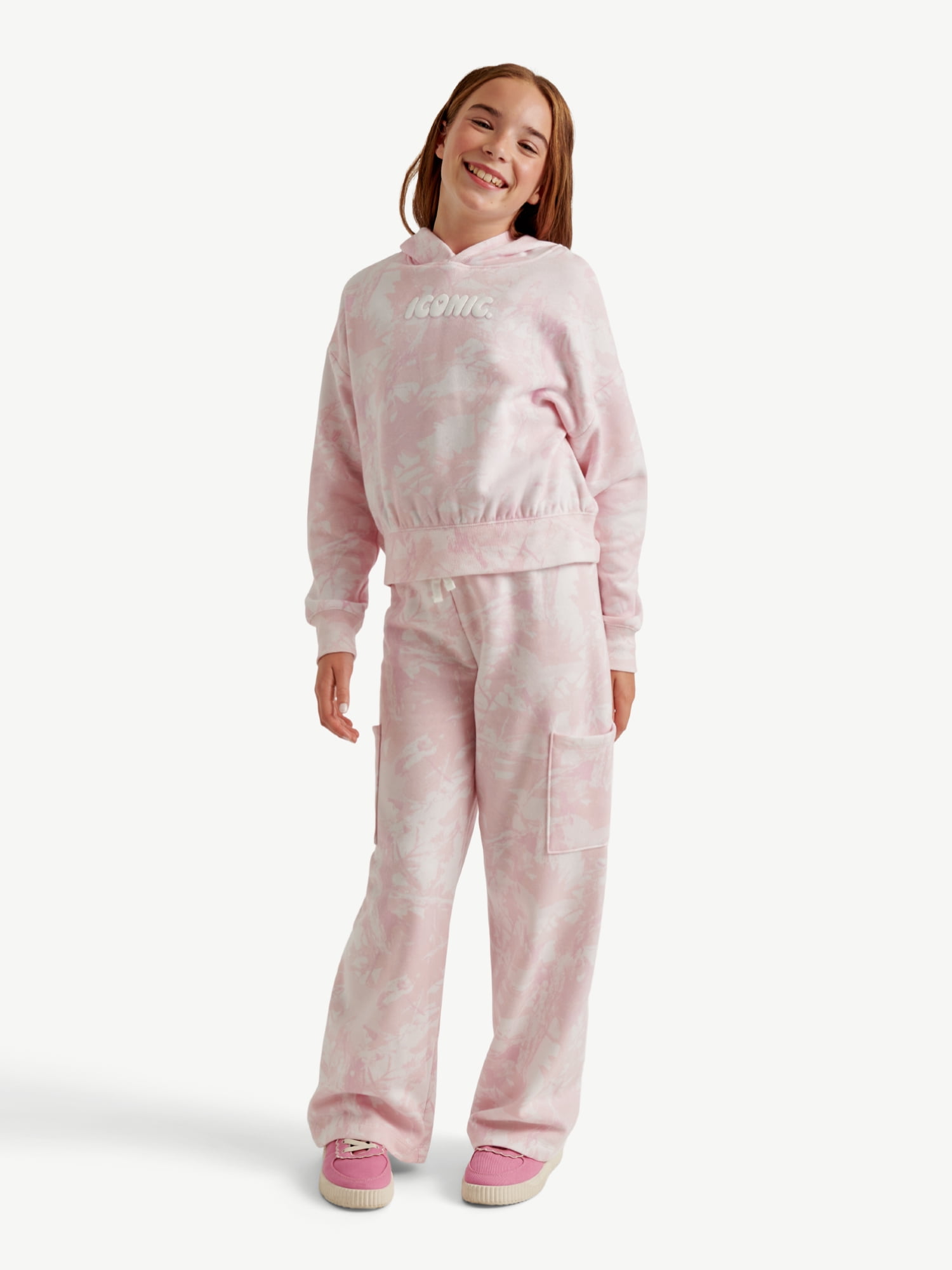 Justice Girls Fleece Cargo Wide Leg Pants, Sizes XS - XLP