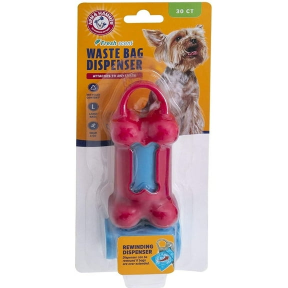 Arm and Hammer Waste Bag Bone Dispenser Assorted Colors [Dog Poop Bags, Dog Supplies] 6 count