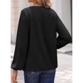 thumbnail image 4 of Women'S Long Sleeve V Neck Lantern Blouse Dressy Casual Ribbed Knit Tunics Loose Fit Fall Shirts 2025 Black L, 4 of 8