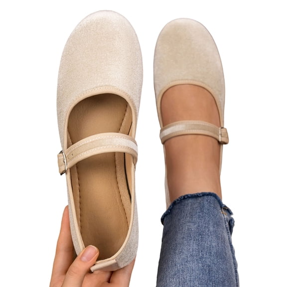 Women's Ballet Flats Round Toe Mary Jane Shoes with Strap Women Comfortable Dress Shoes for Women Women's Casual Soft Soled Flat Shoes