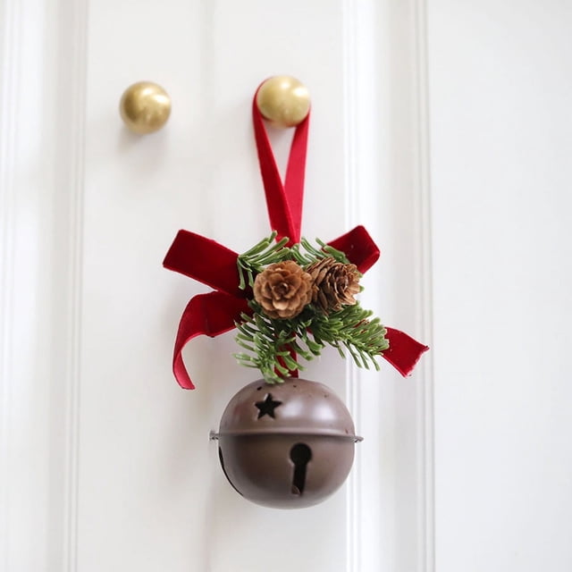 5 piezas de campanas colgantes de decoración navideña, adornos navideños, campanas navideñas, adorno de árbol de bayas