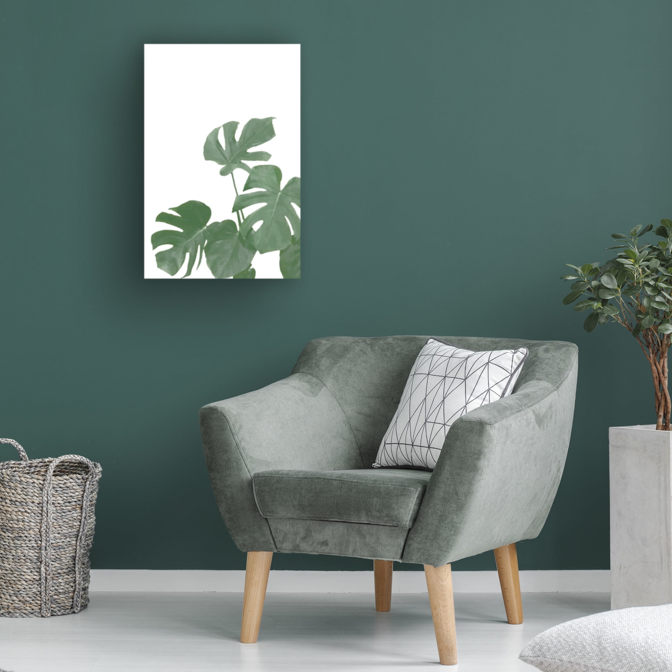 Canvas Wall Art - Pictufy Studio Ii 'Monstera Aqua 04' Wall Art for Living Room, Bedroom, or Office Décor by Trademark Fine Art - 22 x 32 Inches