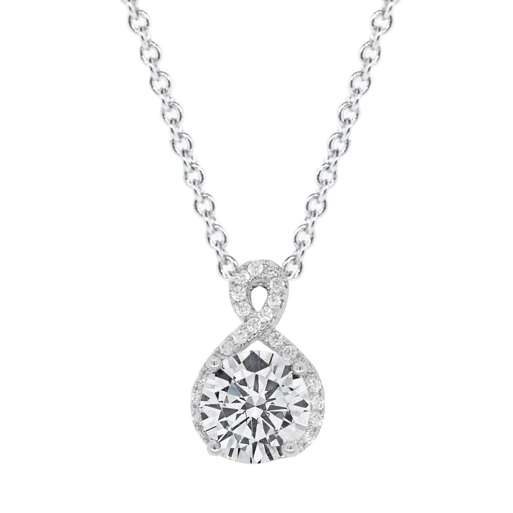 Cate & Chloe Alessandra 18k White Gold CZ Halo Infinity Pendant