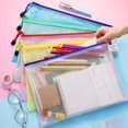 thumbnail image 2 of A3 A4 A5 A6 Portable Zipper File Bag Transparent Single-layer Mesh Student Test Paper Data Storage Bag Office Files Stationery A3-yellow, 2 of 6