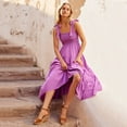 thumbnail image 4 of Femmes Été Décontracté Midi Maxi Robe Boho Sans Manches Blouse une Ligne Longue Robe, 4 of 6