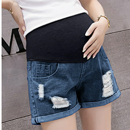 Pregnant woman essentials Ripped Jeans Maternity Solid Short Pants Nursing Prop