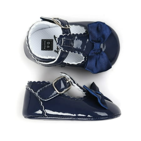 

Newborn Kids Baby Girl Bow Anti-slip Crib Shoes Soft Sole Sneakers Prewalker 0-18M Blue S