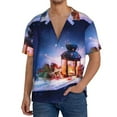 thumbnail image 3 of Disketp Men's Hawaiian Lantern On Snow Print Shirts Button Down Holiday Beach Shirts-Large, 3 of 7
