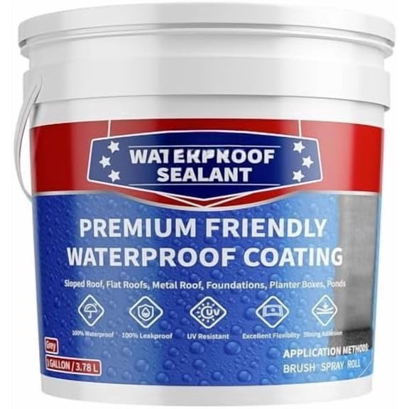 Polyurethane Coating, Roof Leak Crack Repair, 1 Gallon, Grey | Flexible Roof Sealant , Indoor/Outdoor Multi-Surface Sealant for Concrete Wall Roof Crack Leak Repair