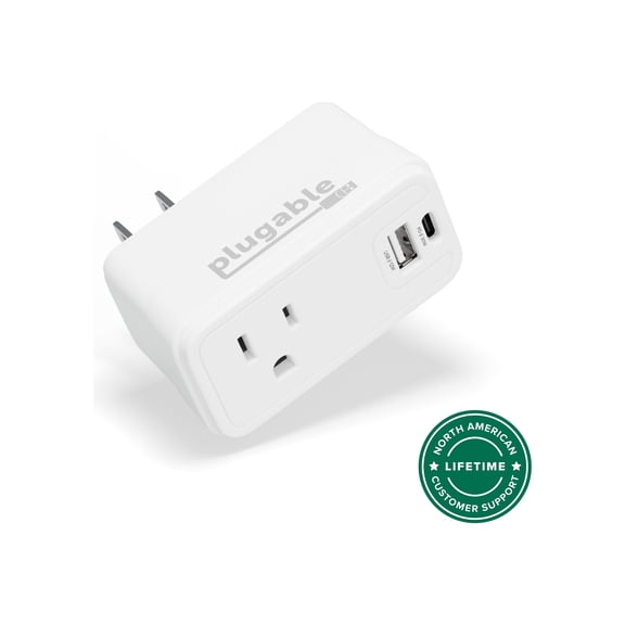 Plugable Wall Outlet Extender with 1x USB-C and 1x USB, 32W USB C Charger Block
