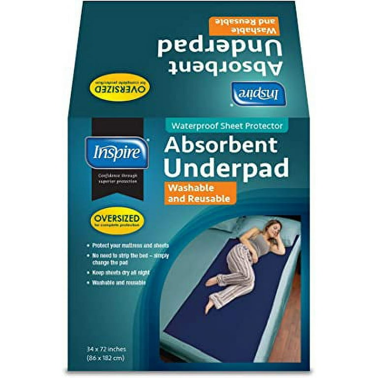 Inspire Washable and Reusable Incontinence Bed Pads | 3 Pack Waterproof  Mattress Pad Chux Pads | Bed Pads for Incontinence Washable | Waterproof  Bed