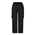 thumbnail image 4 of NIEWTR Mens Baggy Cargo Pants Drawstring Waist Parachute Pants Outdoor Lightweight Work Trousers Wide Leg Y2K Track Pants with Flap Pockets Vintage Streetwear Fall Winter Pants (Black,S), 4 of 5