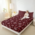 thumbnail image 4 of Manfei Modern Grid Artistic Twin Sheet Sets,Cute Christmas Snowflake Twin Fitted Sheet,Red Black White Flat Sheet For Girl Kids,Super Cozy Room Decor,3-Piece, 4 of 7