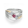 Gem Stone King 925 Silver and 10K Yellow Gold Lab Grown Diamond and Pink Tourmaline and Lab