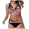 thumbnail image 2 of Jiyugala 4Th of July Tankini Swimsuits for Women Women Padded Push-Up Bra Bikini Set Ruffles Swimsuit Low Waist Bathing Suit Swim, 2 of 6