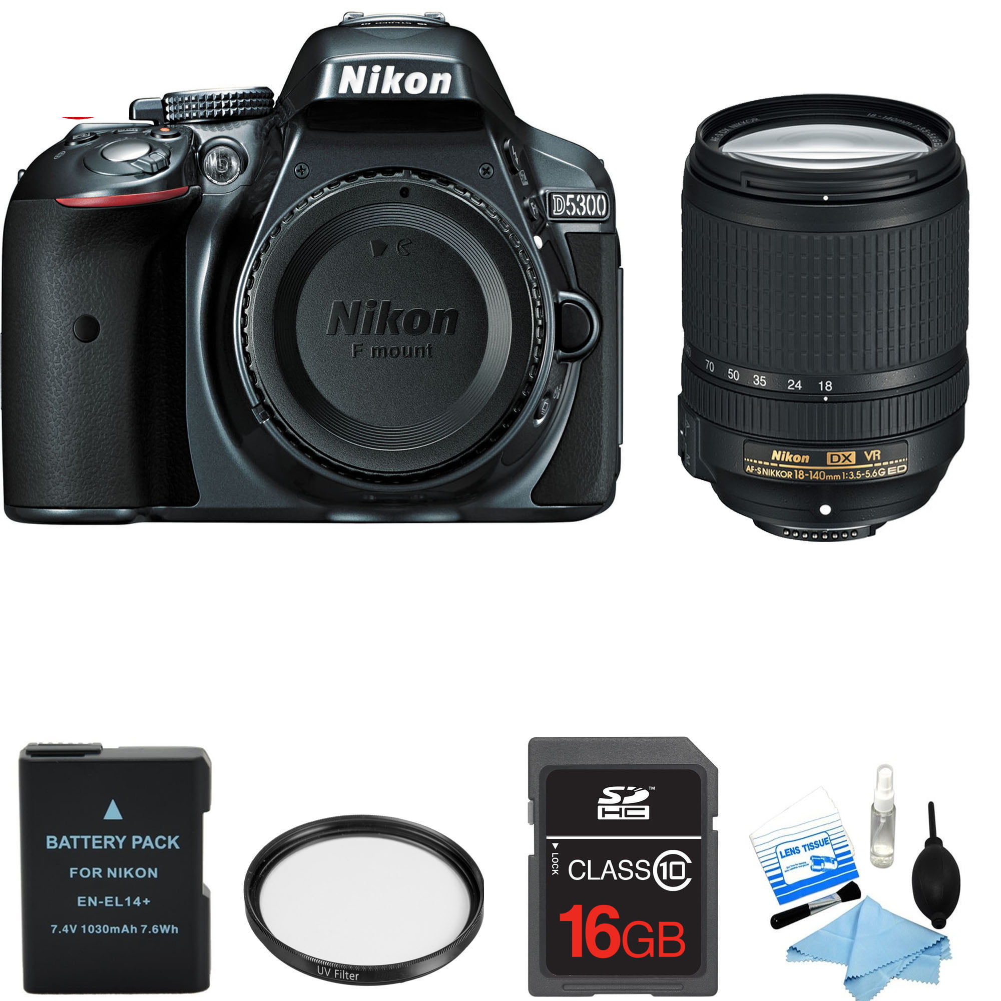 belegd broodje voor mij Geniet Nikon D5300 DSLR Camera w/ Nikon 18-140mm Lens W/ 16GB Memory Card Bundle -  Walmart.com