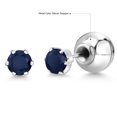 thumbnail image 6 of Gem Stone King Platinum Blue Sapphire Stud Earrings for Women Men (0.44 Cttw, Gemstone September Birthstone, Round 3.5MM), 6 of 6