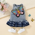 thumbnail image 6 of WIBACKER 3M-24M Toddler Baby Girl Butterfly Casual Sleeveless Dress Denim Overalls Summer Jean Sundress for Infant, 6 of 6