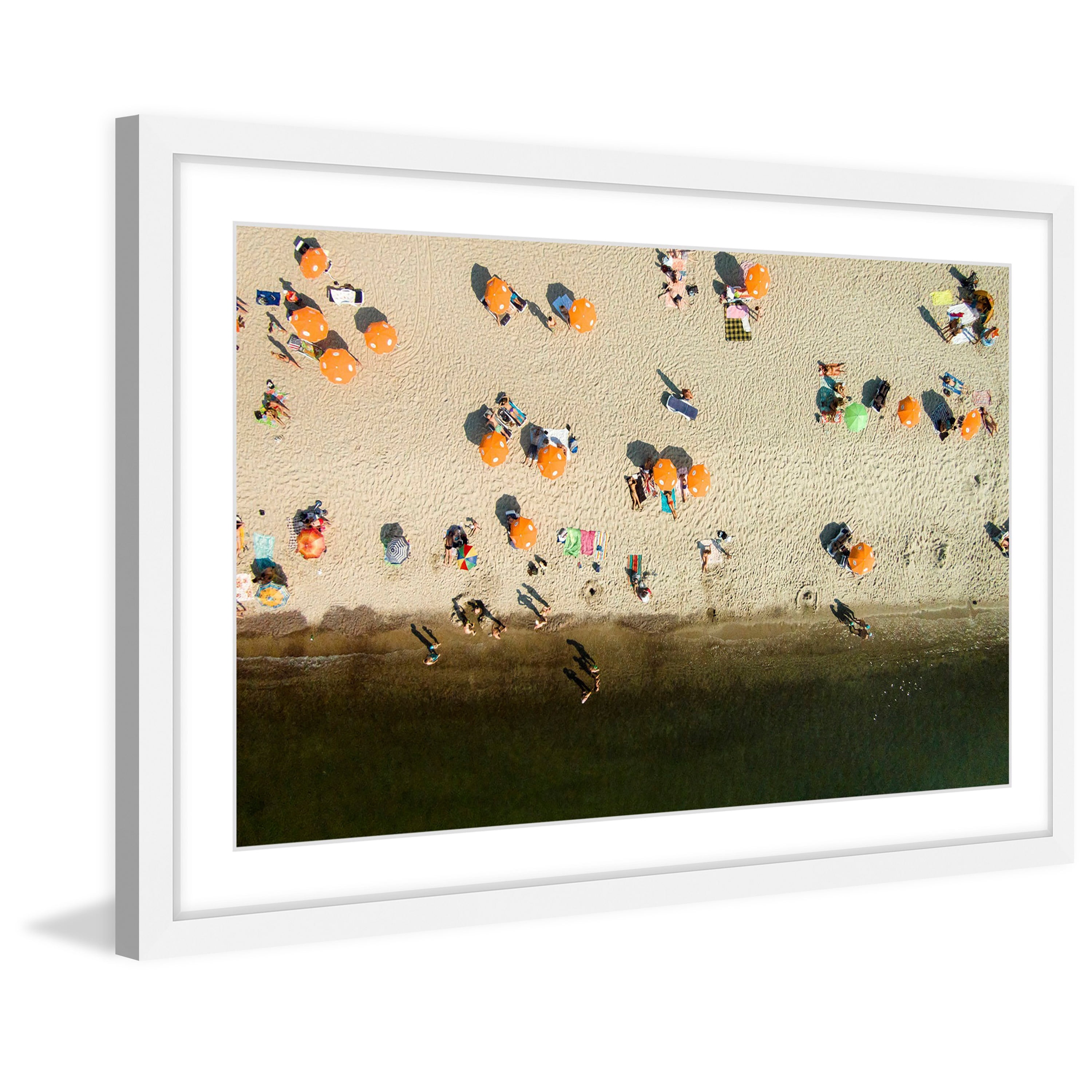 Marmont Hill "Orange Umbrellas" by Karolis Janulis Framed Painting Print