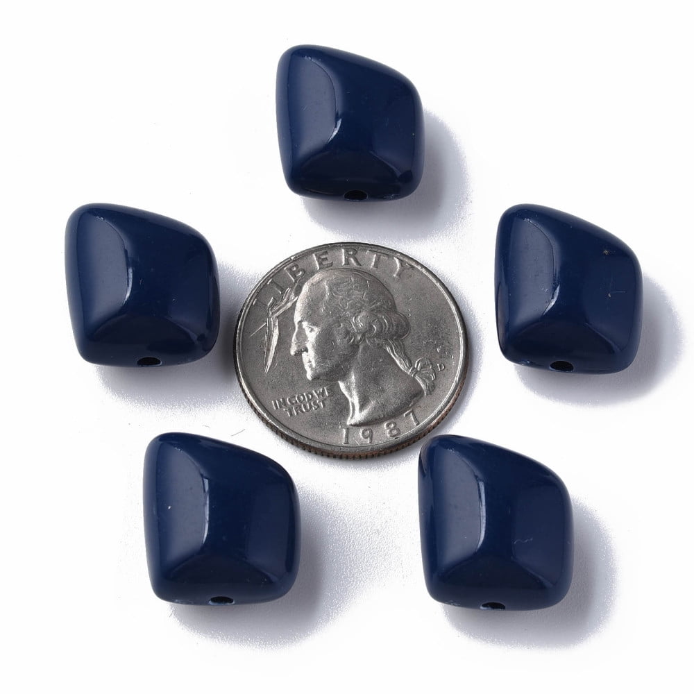 Opaque Acrylic Beads Polygon Midnight Blue 17.5x15.5x11mm Hole: 2mm about 230pcs/500g