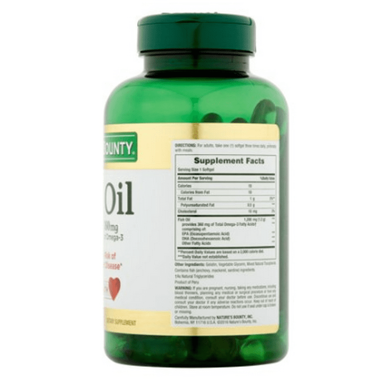  Optimum Nutrition Opti-Men & Nature's Bounty Fish Oil, Supports  Heart Health, 1200 Mg, 360 Mg Omega-3, Rapid Release Softgels, 200 Ct :  Health & Household