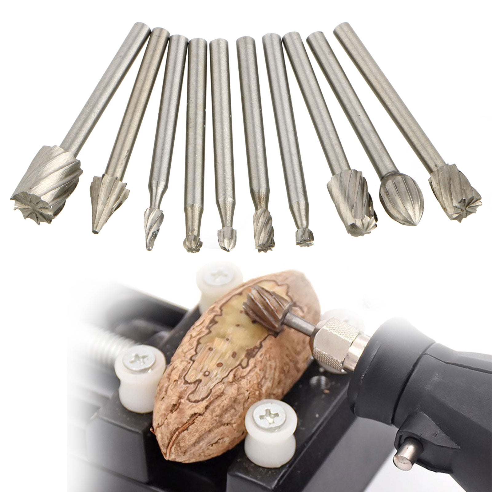 20Pcs Carbide Cutting Burr Set, Carbide Engraving Bits & Wood Router Bits Set Fit for Dremel Drill Bits, Rotary Grinder Grinding for Woodworking Drilling, Metal Carving, Engraving, Polishing