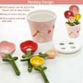 thumbnail image 4 of Dinnerware Set Flower Measuring Spoons Set In Pot Unique Baking Gifts Ceramic Cute Measuring Cups And Spoons With Holder For Dry Ingredients Dishwasher,Blue Kitchen Tableware, 4 of 9