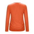 thumbnail image 6 of Qgtaibl Women's Solid Color Long Sleeve Shirts Elegant Cowl Neck Waist Ruched Blouse Fall Stretchy Slim Fit Dressy Tops Orange S, 6 of 7